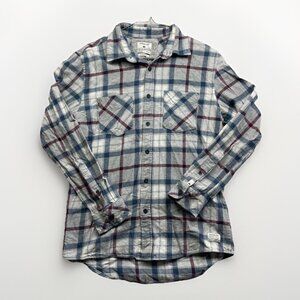 Quicksilver Mens Flannel Modern Fit Shirt Long Sleeve Size S Blue / Red Outdoor